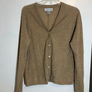 Brooks Brothers Tan Italian Merino Wool Cardigan L
